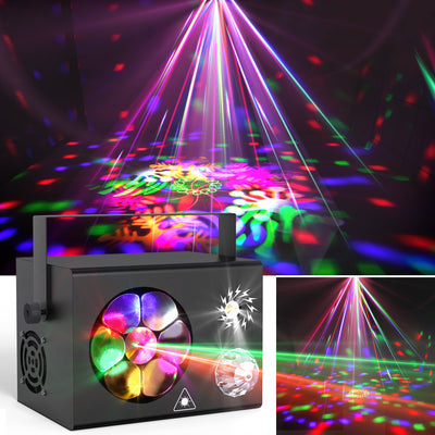 Missyee DJ Lights 4 in 1 Projector Lights, LED Pattern Lights, Strobe Light, Sound Activated Stage Lights