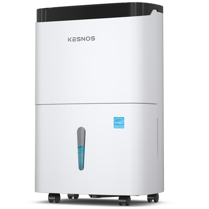 Kesnos 80 Pints Energy Star Dehumidifier - Covers 5,000 Sq. Ft. with Drain Hose, Self-Drying, Handles, Timer, Auto Defrost