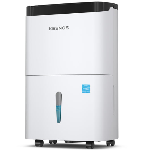 Kesnos 80 Pints Energy Star Dehumidifier - Covers 5,000 Sq. Ft. with Drain Hose, Self-Drying, Handles, Timer, Auto Defrost