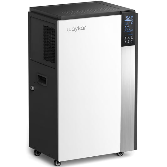 Waykar 296 Pints Large Commercial Dehumidifier for Basement, Industrial, and Job Site - Up to 9000 Sq. Ft, Intelligent Touch Control