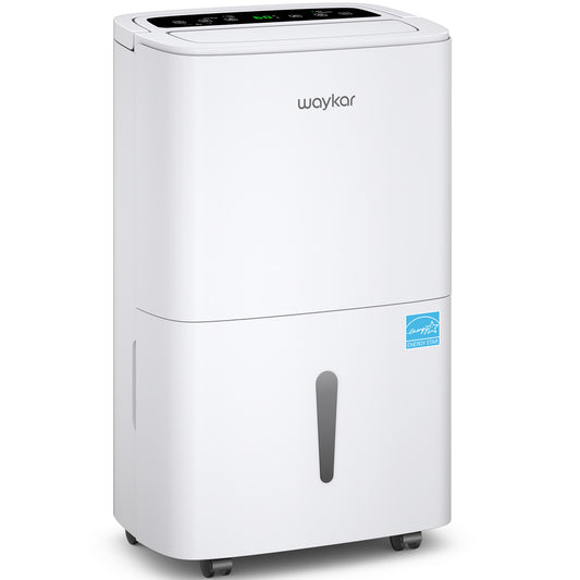 Waykar 150 Pints Energy Star Dehumidifier - Up to 7,000 Sq. Ft - Drain Hose, Auto Defrost, Self-Drying