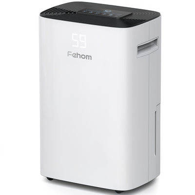 Fehom 50 Pints Dehumidifier for Spaces Up to 4500 Sq. Ft - Basement with Drain Hose, 0.66 Gal Water Tank, Front Humidity Display