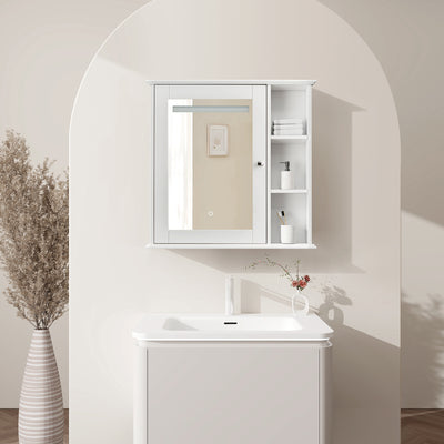 Sersper 34 in. x 30 in. White Wood Medicine Cabinet with Mirror - Surface Mount, Soft Close, Bathroom Storage