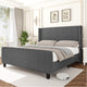 Sersper King Size Upholstered Wingback Corduroy Bed Frame with USB Ports, No Box Spring, Grey