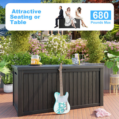 Sersper 30 Gallon Deck Box - Outdoor Waterproof Resin Storage, Lockable, UV Resistant, Black, Patio Seat & Storage Ottoman