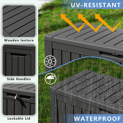 Sersper 30 Gallon Deck Box - Outdoor Waterproof Resin Storage, Lockable, UV Resistant, Black, Patio Seat & Storage Ottoman