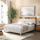 Sersper Queen Bed Frame - Upholstered Headboard, Shelf, Outlet & USB Ports, Wood Legs, No Box Spring, Beige