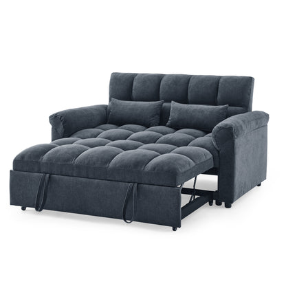 Sersper 3-in-1 Modern Velvet Sleeper Sofa Bed - Convertible Futon, Adjustable Backrest, Side Pockets, Pillows, Black