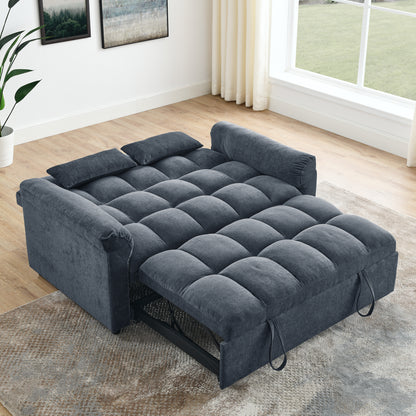 Sersper 3-in-1 Modern Velvet Sleeper Sofa Bed - Convertible Futon, Adjustable Backrest, Side Pockets, Pillows, Black