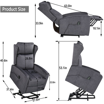 Sersper Adjustable Lift Chair Recliner for Elderly - Power Recliner with Remote Control, Fabric Upholstered