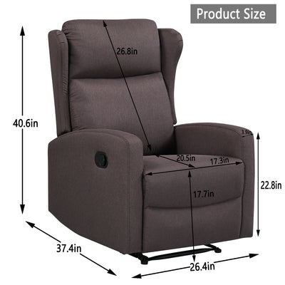 Sersper Manually Adjustable Recliner - Three Recline Positions, Lumbar Support, Brown Altay Velvet