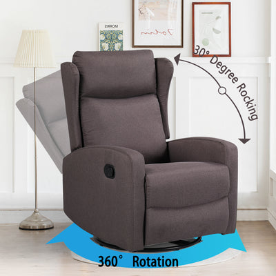 Sersper Adjustable Rocking Swivel Recliner Chair - Manual with Lumbar Support, 360° Swivel Function