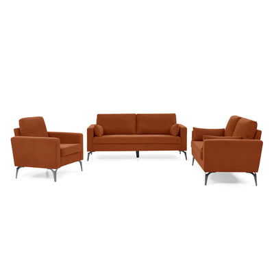 Sersper 3-Piece Sofa Set - Living Room Couch Set with 3-Seater Sofa, Loveseat, Chair, Corduroy Fabric, Orange