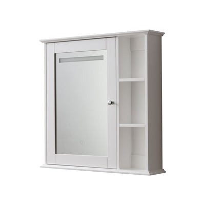 Sersper 34 in. x 30 in. White Wood Medicine Cabinet with Mirror - Surface Mount, Soft Close, Bathroom Storage