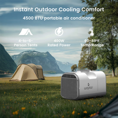 Waykar 4500 BTU Portable Tent Air Conditioner, –Cools up to 130 Sq. Ft., 3-in-1 Cooling/Fan/Dry Design