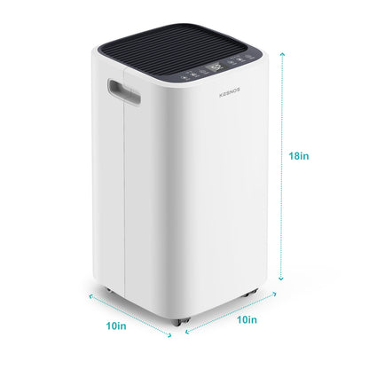 Kesnos 2500 Sq. Ft Dehumidifier for Home - Drain Hose, 0.6 Gallon Water Tank, Intelligent Touch Control, Low Noise, 24 Hr Timer