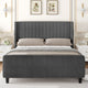 Sersper King Size Upholstered Wingback Corduroy Bed Frame with USB Ports, No Box Spring, Grey