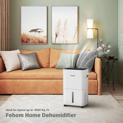 Fehom 50 Pints Dehumidifier - With Drain Hose, 0.55 Gal Water Tank, Water Capacity Display