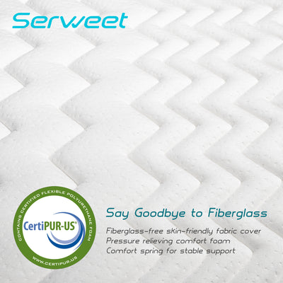 Serweet 10 Inch Bamboo Charcoal Memory Foam Hybrid Full Mattress - 7-Zone Pocket Innersprings