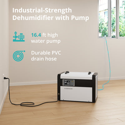 Kesnos 158 Pints Large Commercial Dehumidifier with Pump  Ideal for Basements, Industrial Areas, Crawlspaces