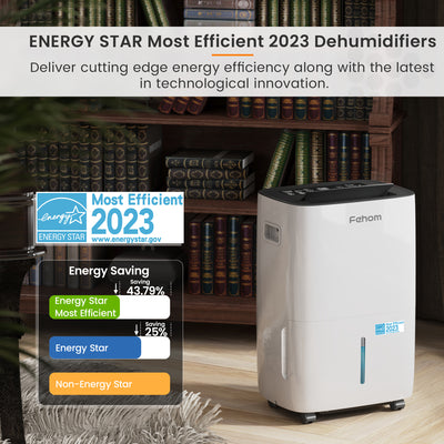 Fehom 150 Pints Energy Star Dehumidifier - 7,000 Sq. Ft, Drain Hose, 2.12 Gal Tank, Smart Home Dehumidifier