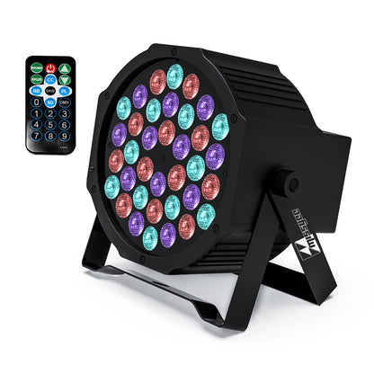 Missyee 36 RGB LED DJ Stage Uplight - DMX, Sound Activated, Remote, 9 Modes