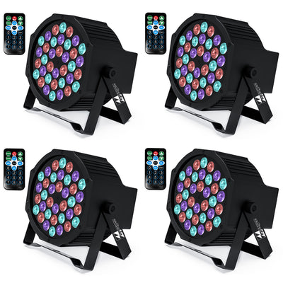 Missyee 36 RGB LED DJ Stage Uplight - DMX, Sound Activated, Remote, 9 Modes