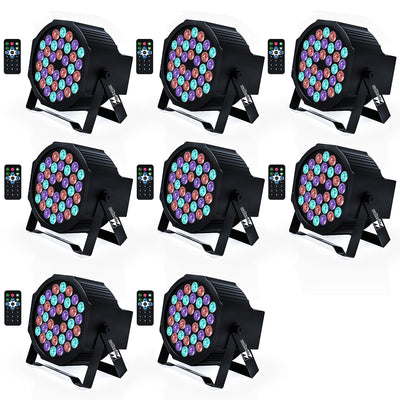 Missyee 36 RGB LED DJ Stage Uplight - DMX, Sound Activated, Remote, 9 Modes