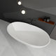 Sersper White Stone Resin Freestanding Oval Soaking Bathtub - Flatbottom, Solid Surface, Brass Drain