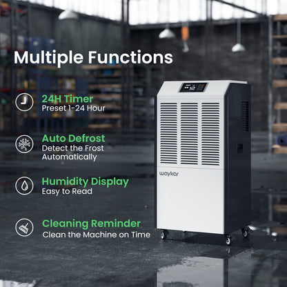 Waykar 291 Pints Industrial Dehumidifier – Powerful Moisture Removal for Large Spaces