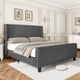 Sersper King Size Upholstered Wingback Corduroy Bed Frame with USB Ports, No Box Spring, Grey