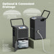 Waykar Commercial Dehumidifier - 155 Pints with Continuous Drain Hose for Large Spaces up to 7500 Sq.ft