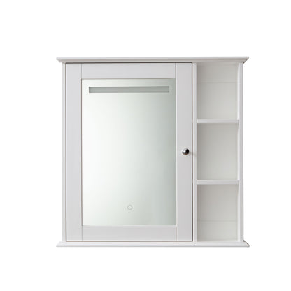 Sersper 34 in. x 30 in. White Wood Medicine Cabinet with Mirror - Surface Mount, Soft Close, Bathroom Storage