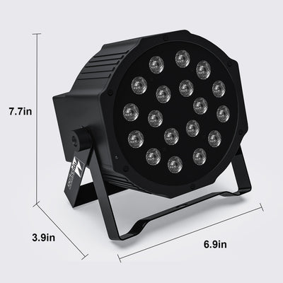 18 RGB LED DJ Stage Uplight - DMX Control, Sound Activated, Remote, 7 Modes - Ideal for Various Events