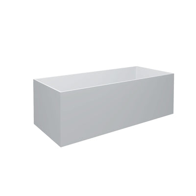 Sersper 67 in. White Stone Resin Square Freestanding Soaking Bathtub - Flatbottom, Solid Surface, with Drain