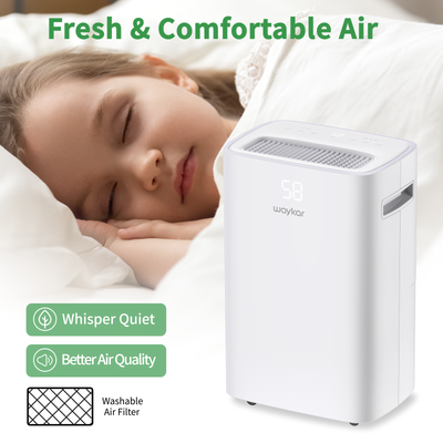 Waykar 50 Pints Dehumidifier for Home - 4500 Sq. Ft Coverage, Auto-Defrost, Dry Clothes Function, Intelligent Humidity Control