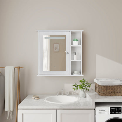 Sersper 34 in. x 30 in. White Wood Medicine Cabinet with Mirror - Surface Mount, Soft Close, Bathroom Storage