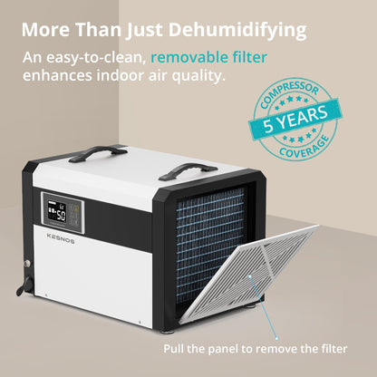 Kesnos 158 Pints Large Commercial Dehumidifier with Pump  Ideal for Basements, Industrial Areas, Crawlspaces