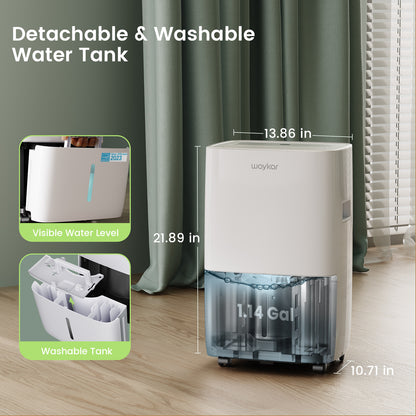 Waykar 120 Pints Energy Star Dehumidifier for 6,000 Sq. Ft Spaces with Drain Hose and 1.14 Gallon Tank