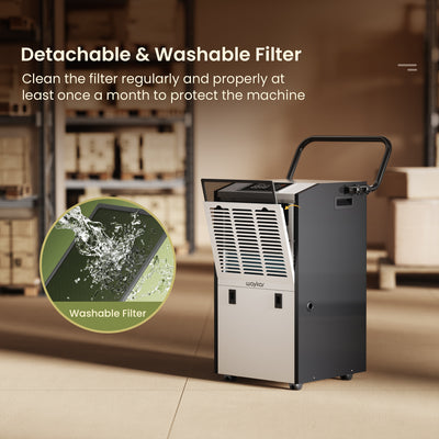 Waykar 155 Pints Commercial Dehumidifier with Drain Hose and Water Tank, for 8000 Sq. Ft Spaces