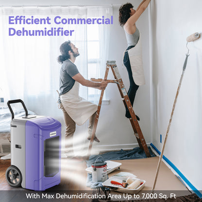 Kesnos 180 Pints Commercial Dehumidifier with Pump - Up to 7,000 Sq. Ft, Basement Dehumidifier, 9.84 ft Drain Hose, 24 Hr Timer