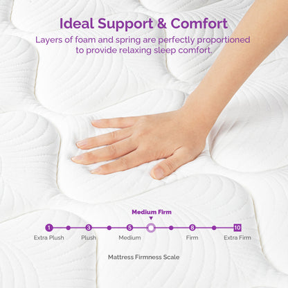 Sersper 8 Inch Memory Foam Hybrid Mattress - Heavier Coils, Ergonomic Design, Medium Firm Feel