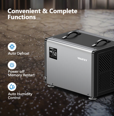 Yaufey 158 Pints Commercial Dehumidifier with Pump for Crawlspace, Basements, and Large Industrial Spaces up to 7500 Sq. Ft - Auto Defrost