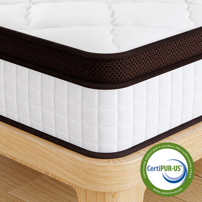 Kescas 12 Inch Hybrid Mattress - Memory Foam, Heavier Coils, Ergonomic Design, Medium Firm, Pressure Relief