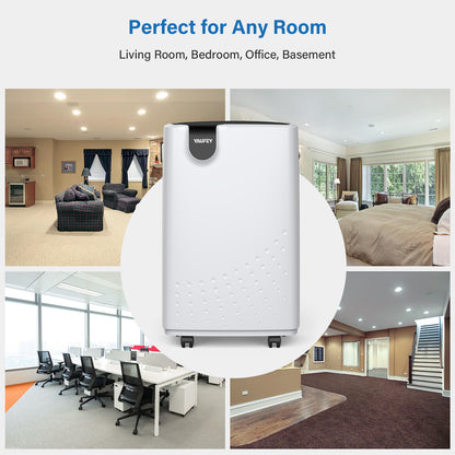 Yaufey 32.7-Pint Ultra-Efficient Dehumidifier with Drain Hose - Ideal for Spaces Up to 2,500 Sq. Ft