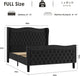 Sersper Full Size Velvet Platform Bed - Wingback Headboard & Footboard, Velvet, Wood Slats, No Box Spring, Black