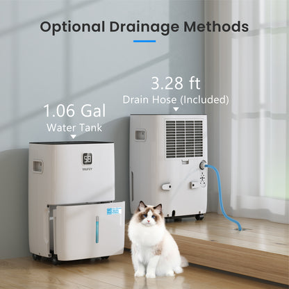 Yaufey 80 Pints Energy Star Dehumidifier - 5,000 Sq. Ft Coverage, Home & Basement, Drain Hose, Timer, Humidity Control