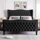 Sersper Full Size Velvet Platform Bed - Wingback Headboard & Footboard, Velvet, Wood Slats, No Box Spring, Black