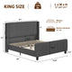 Sersper King Size Upholstered Wingback Corduroy Bed Frame with USB Ports, No Box Spring, Grey