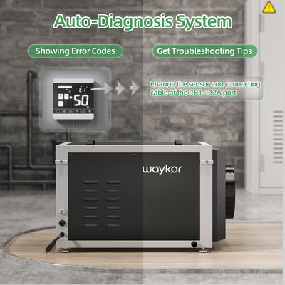 Waykar 158 Pints Commercial Dehumidifier-Hostable Industrial Dehumidifier with Separate Control Panel and Sensor